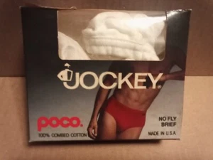 Vintage 1989 Poco No Fly European Men's Jockey Brief S 28-30 White New USA - Picture 1 of 3