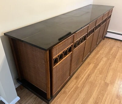 MID-CENTURY RATTAN BAMBOO CABINET CREDENZA - Image 1 of 4