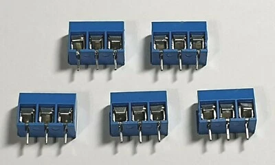 3-Pin Screw Terminal Block Connector - Blue 5 Pack - PCB Mount - UK - Free P&P - Image 1 of 3