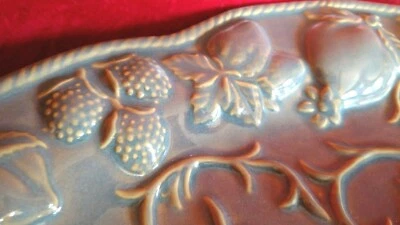 Plato Decorativo Gris Gris Gris De Colección Frutas Peras Fresas Frambuesas Vid GRANDE Foto 1 de 3