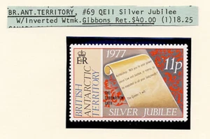 British Antarctic Territory 1977 Silver Jubilee Invert Watermark Stamp #69 MNH C - Bild 1 von 1