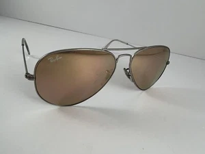 Ray Ban RB3025 Aviator Glasses, Silver Frame Rose Lense GENTLY USED - Picture 1 of 9