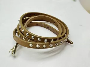 Cintura BERGE 1/4" in pelle italiana marrone con borchie argento, ferramenta - taglia media - Foto 1 di 10