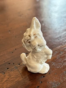 Statuina miniatura cane terrier bianco vintage bordo oro bianco porcellana Giappone 2" - Foto 1 di 8