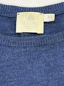 Suéter Sunspel Jersey Para Hombre Azul Medio 100% Lana Merino Pullover Cuello Redondo Top - Imagen 1 de 9
