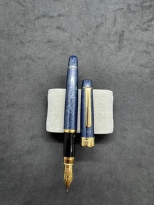 Vintage BUCHI Blue Stone Füllfederhalter Goldrand Iridiumspitze Schweizer Qualität - Bild 1 von 18