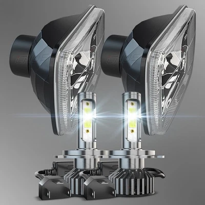 Pair 7x6 inch LED Square Headlight Front HeadLamps Left+Right for GMC C1500 - Imagem 1 de 4