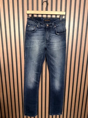 Pantalones de mezclilla Nudie 28 x 32 para hombre azul ácido lavado oscuro finlandés elástico 5 bolsillos Foto 1 de 4