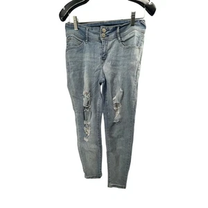 Wallflower Light Wash Blue Distressed Denim Skinny Jeans Junior's Size 5 - Picture 1 of 7