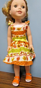 End of Summer Dress Set made to fit 14.5" Wellie Wishers dolls - Picture 1 of 4