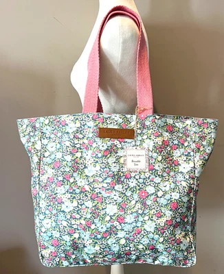 Laura Ashley Pink/Blue/Green Floral Canvas Tote Cottagecore Boho Shabby Chic NWT - Image 1 of 4