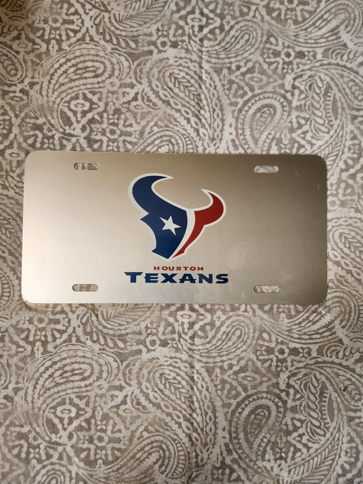 Houston Texans Fútbol Metal Novedad Espejo Reflectante Placa Etiqueta 6x12 pulgadas Foto 1 de 1