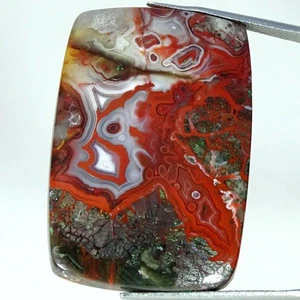 Cuscino Agata Pizzo Pazzo 100% Naturale 58,70Cts Pietra Preziosa Cabochon 26X38X5MM - Foto 1 di 4