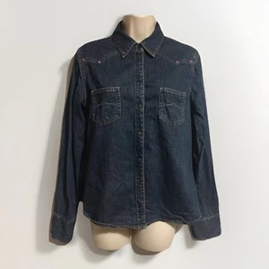 ESPRIT Y2K 12 S Denim Jeans Shirt Top Blouse Retro Bloggers Spring Trendy - Picture 1 of 10