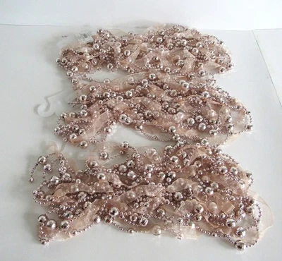 Guirnalda de Navidad, Cuentas Rosa y Cinta, Lote de 3 - 108 pulgadas cada uno - NUEVO Foto 1 de 4