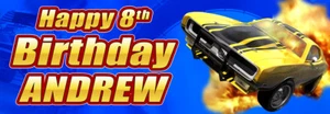 2 X Personalised Birthday Banners Hot Wheels - Picture 1 of 2