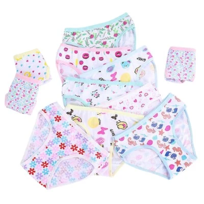12Pcs 3-12T Girls Cotton Brief Breathable Toddler Panties Kid Assorted Underwear - image 1 of 4
