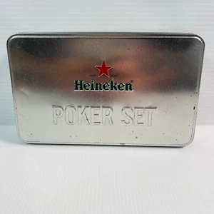 Heineken Poker Set in Metal Box (7 1/2" x 4 1/2") All Pieces - Picture 1 of 8