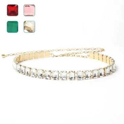 Cintura gioiello donna elegante da cerimonia cinta con pietre sfaccettate catena - Immagine 1 di 4