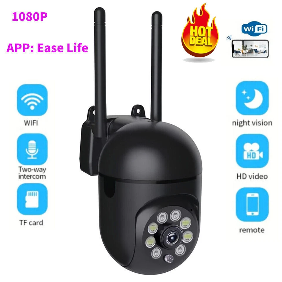 1080P 2MP Mini WIFI Security Camera Baby Monitor Night Vision 2 Way Audio Black - Image 1 of 1