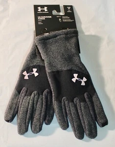 UNDER ARMOUR UA SURVIVOR FLEECE COLDGEAR BOYS/GIRLS GLOVES, GRAY, 1300832-014 - Picture 1 of 2