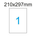 50 Etiketten 210 x 297 mm auf DIN A4 Bogen Selbstklebend - 50 Blatt - Wei