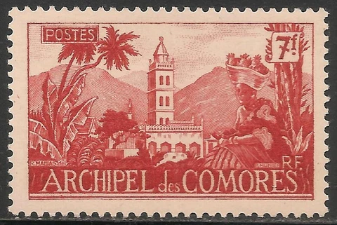 Comoro Islands #36 (A4) VF MNH - 1950 7fr Moroni Mosque on Grand Comoro Cover