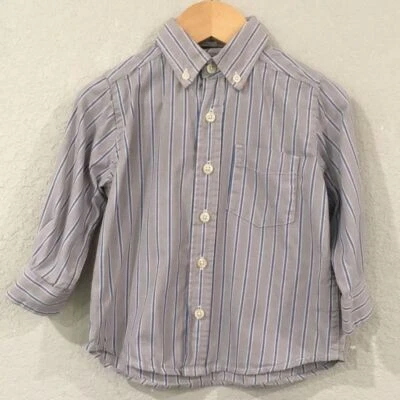 The Children's Place Boys Sz 24M Striped Button Up Shirt 100% Cotton - Image 1 of 4