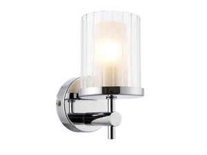 Chrome Plated Bathroom Wall Light with Ridged Glass Shade 18W G9 Endon Britton - Picture 1 of 2