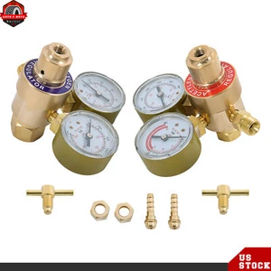 CGA540 CGA200 Oxygen Acetylene Gas Regulator Welding Cutting Torch Dual Gauge - Picture 1 of 12