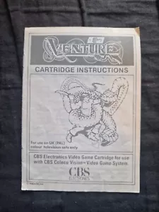 VENTURE CBS Colecovision Game MANUAL ONLY - Picture 1 of 2