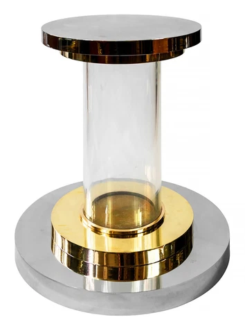 Italian brass, chrome and lucite table base by Romeo Rega, from, 1970s Cover