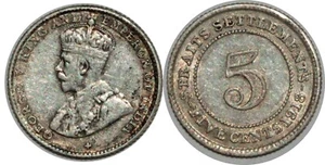 STRAITS SETTLEMENTS 5 CENTS 1918 KM#31  VF+!!! - Imagen 1 de 1