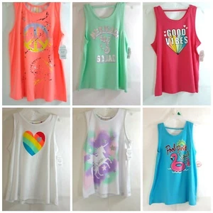 Wonder Nation Girl's Multicolored Sleeveless Fun Graphic Swing Tank Top Shirt  - Picture 1 of 25