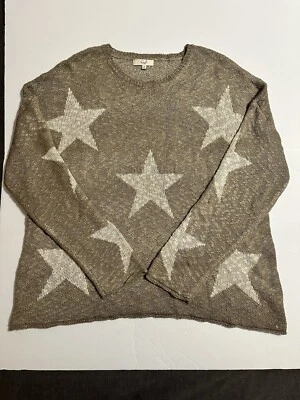 Easel Women’s Tan Beige Pullover Sweater Stars Comfy Cozy Soft Size Medium - Image 1 of 4