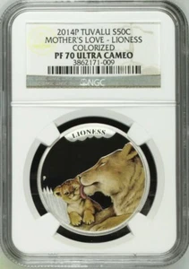 2014 MOTHERS LOVE LIONESS PF70 ULTRA CAMEO TUVALU 1 Unze 0,999 Silber - Bild 1 von 2