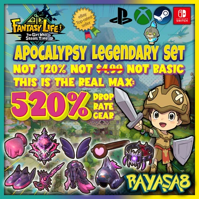 NINTENDO 💥 Apocalypse Legendary Set | In-Game 520% Drop Rate Gear | Fantasy Life i