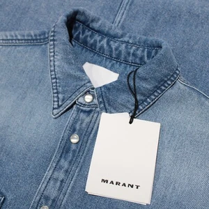 Isabel Marant NWT Short Sleeve Casual Button Down Shirt Size Small in Blue Denim - Picture 1 of 10