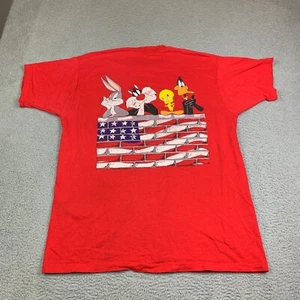 Camisa De Colección Looney Tunes Para Hombres 2XL Roja Personajes de Estados Unidos Bandera Americana 1995 - Imagen 1 de 15