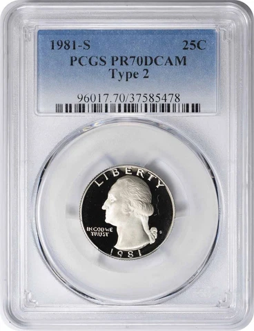 1981-S Washington Quarter Type 2 PR70DCAM PCGS Cover