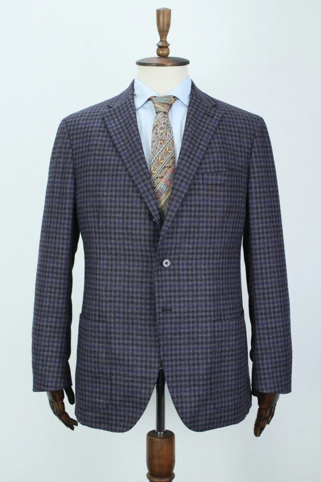 CANTARELLI Purple Check WOOL CASHMERE SILK Sport Coat Blazer Jacket 56IT 46US/UK - Image 1 of 4