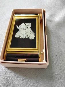 Vtg US Zone German Camera Style Compact Gold Tone with Black Enamel Paint NIB - Picture 1 of 8