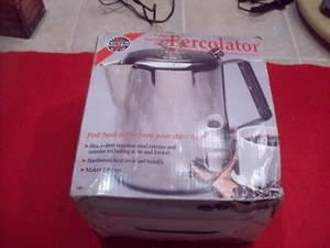 NEW IN BOX Norpro 9-Cup STAINLESS STEEL Stove top COFFEE Percolator - Picture 1 of 8