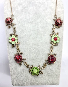Lovely  Necklace By Michal Negrin  With Colourful  Flowers Crystals. - Picture 1 of 11
