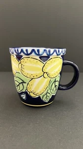 Starbucks 2001 Barista Yellow Lemons Cobalt Blue Italy Theme Ceramic Coffee Mug - Picture 1 of 8