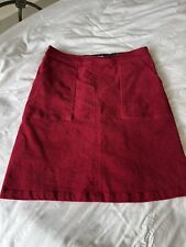 White Stuff Skirt Cord Lined Knee Length Red Pockets Size 10 - fits as 12/14