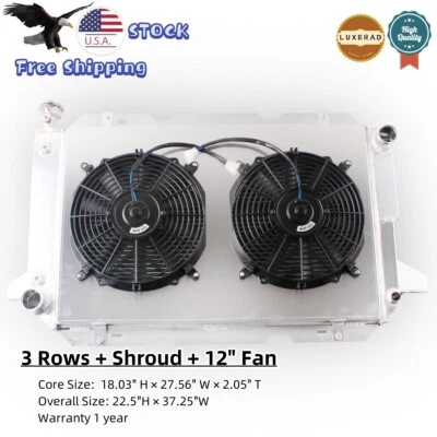 3Row Aluminum Radiator Fan For 1985-1997 1990 Ford F-150 F-250 F-350 Bronco V8 Foto 1 de 4
