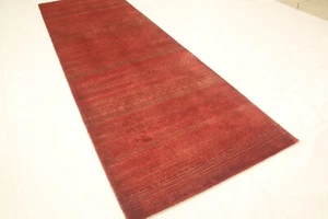 Red 8 Ft Gabbeh Afghan Hand Knotted Tribal Geometric Lori Baft Wool Runner Rug - Picture 1 of 12