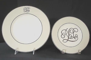 RALPH LAUREN INTAGLIO MONOGRAM DINNER AND SALAD PLATE SET RARE - Picture 1 of 6