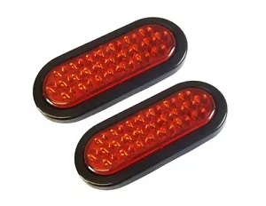 2x6" 24 LED Oval Red Truck Trailer Stop/Turn/Tail Brake Sealed Lights w/Grommet - Picture 1 of 3